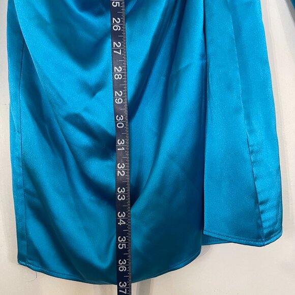 Zara M Blue Silk Wrap Dress – Classic & Comfortable, Sleeves Missing Buttons - Picture 11 of 15